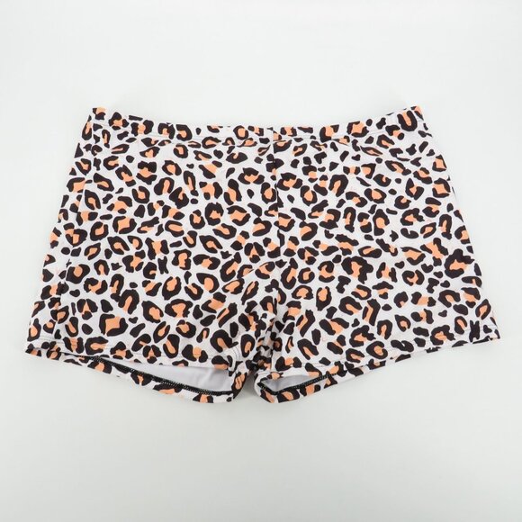 Leopard Print Womens Swim Shorts 22W High Waist Stretchy Polyester - Picture 1 of 4